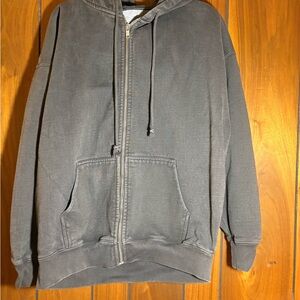 Brandy Melville Oversized Charcoal Gray Zip Up Oversized Christy Hoodie